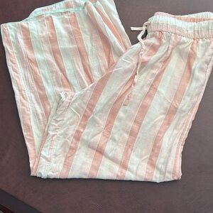 Anthropologie Pink and White Striped Wide legged Pants